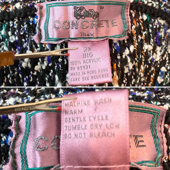 Vtg 80s 90s button front cardigan sweater 2X - Picture 8 of 8